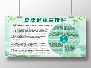 绿色中国风夏季健康教育宣传栏展板背景夏季饮食宣传栏